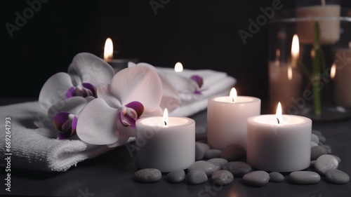 White candle flowers scented fragrance tealight illustration picture AI generated art