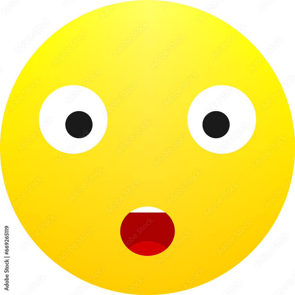 Cute emoji surprised. Cute yellow emoticon. Cute emoji surprised. Cute yellow emoticon.