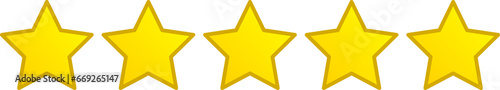 Five stars. Icon with 5 aligned stars.