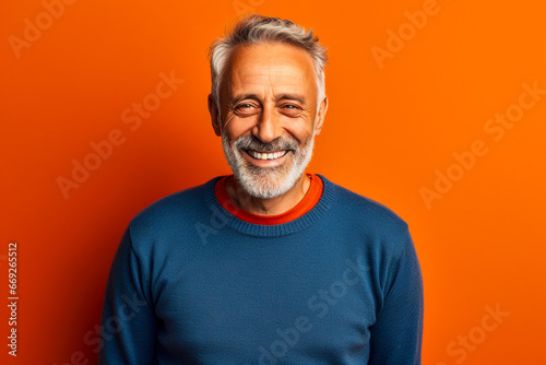 Homme sénior avec barbe souriant