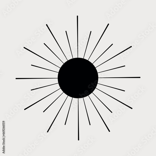 Moon shine, Moonlight, Sun, Sunburst. Abstract minimalistic clean and simple Circle design element.