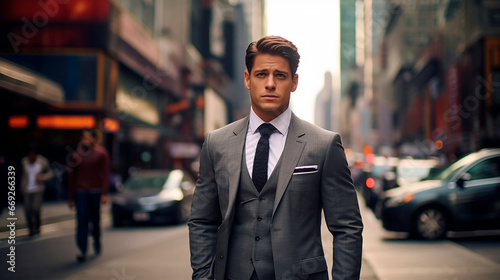 businessman in a suit walking on the street © Georgii