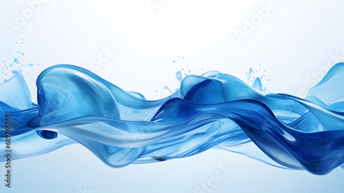 Blue waves, splashing, solid background