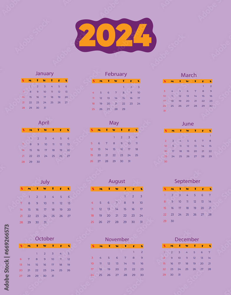 Calendar Template Design 2024 Calendar Template Design 2024