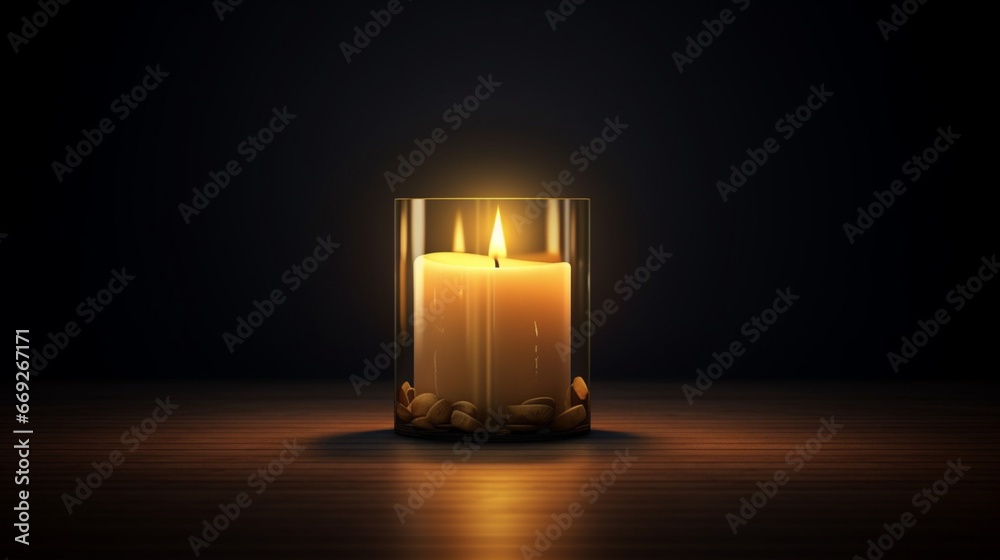 Bougie allumée sur fond sombre, noir. Halo de lumière, flammes. Ambiance sombre, chaleureuse. Arrière-plan pour conception et création graphique. Bougie allumée sur fond sombre, noir. Halo de lumière, flammes. Ambiance sombre, chaleureuse. Arrière-plan pour conception et création graphique.