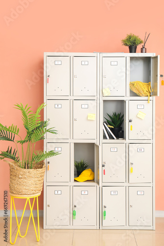 Modern locker with books an...