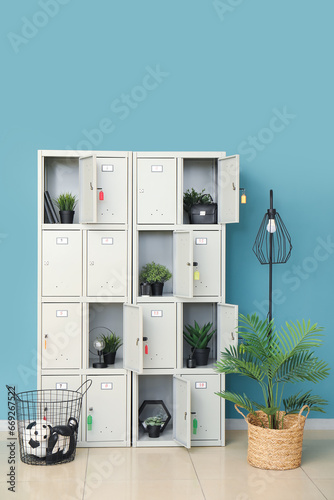 Modern locker with plants a...