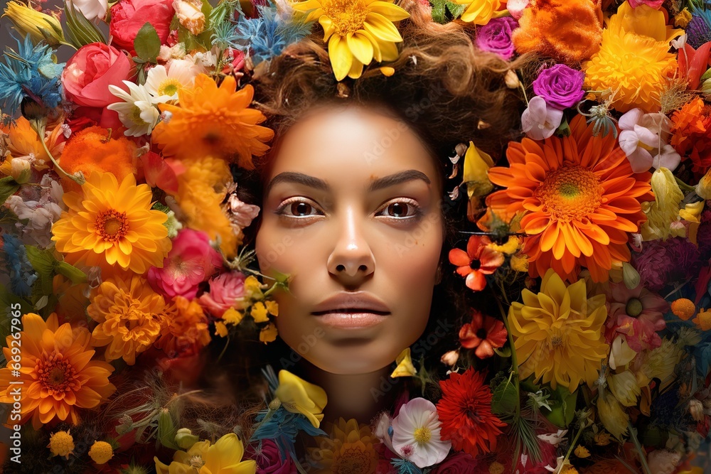 portrait of a woman with flowers in hair