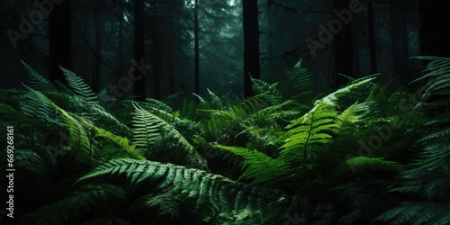 A vibrant forest filled with an abundance of green plants. This picture captures the beauty and serenity of nature. Perfect for nature enthusiasts and environmental themes.