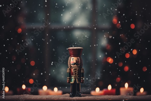 Dreamy Nutcracker in Snow with Ominous Vibe and Flamboyant Style