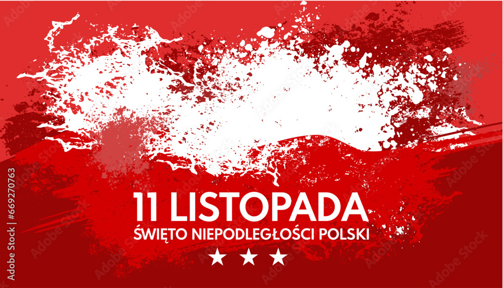11 Listopada, Święto niepodległości Polski - baner, ilustracja wektorowa - obrazy, fototapety, plakaty 