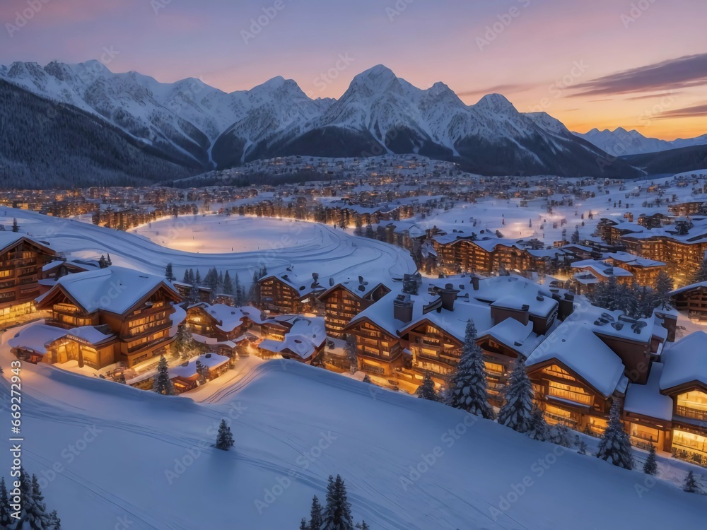 Alpine Elegance Unleashed: Embrace the Night at a Luxurious Snowy Mountain Retreat!