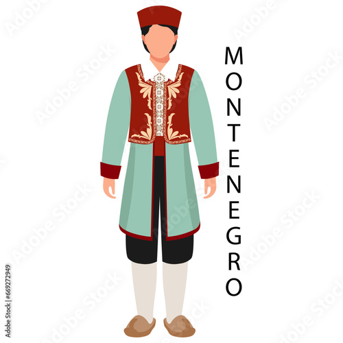 A man in Montenegrin folk costume. Culture and traditions of Montenegro. Illustration, vector