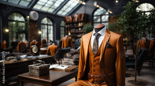 Elegance Defined: Men's Suit Store Interior. Generative AI