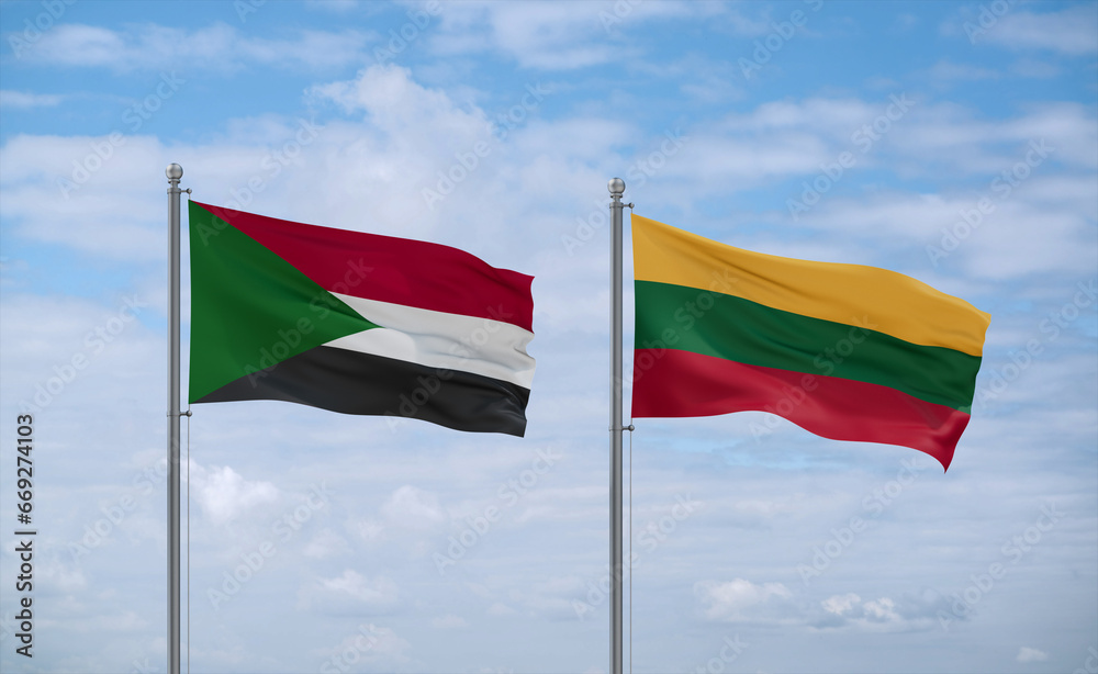 Lithuania and Sudan flags, country relationship concept Lithuania and Sudan flags, country relationship concept