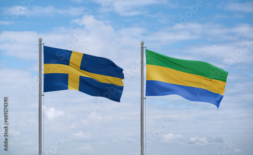 Gabon and Sweden flags, country relationship concept
