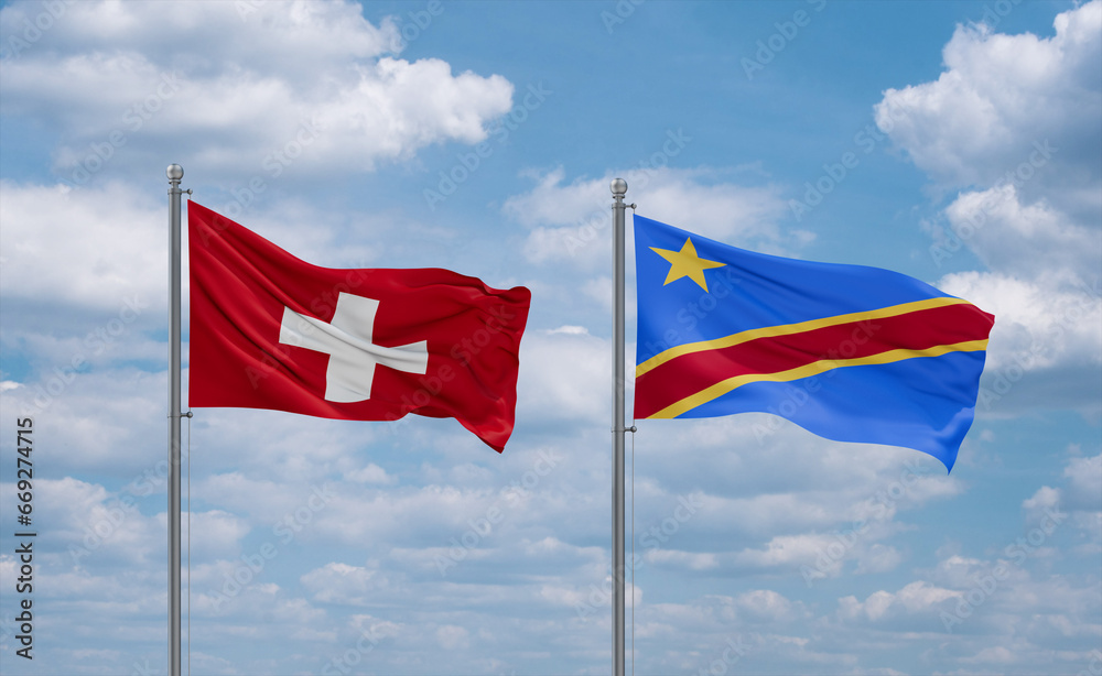 Congo and Switzerland flags, country relationship concept