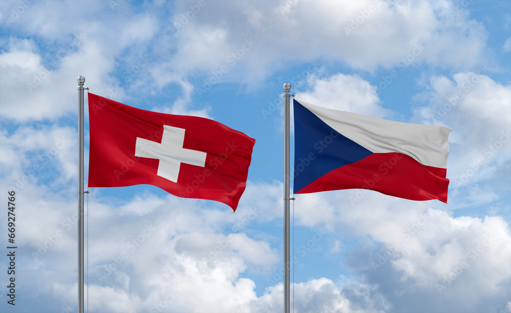 Czech Republic and Switzerland flags, country relationship concept Czech Republic and Switzerland flags, country relationship concept