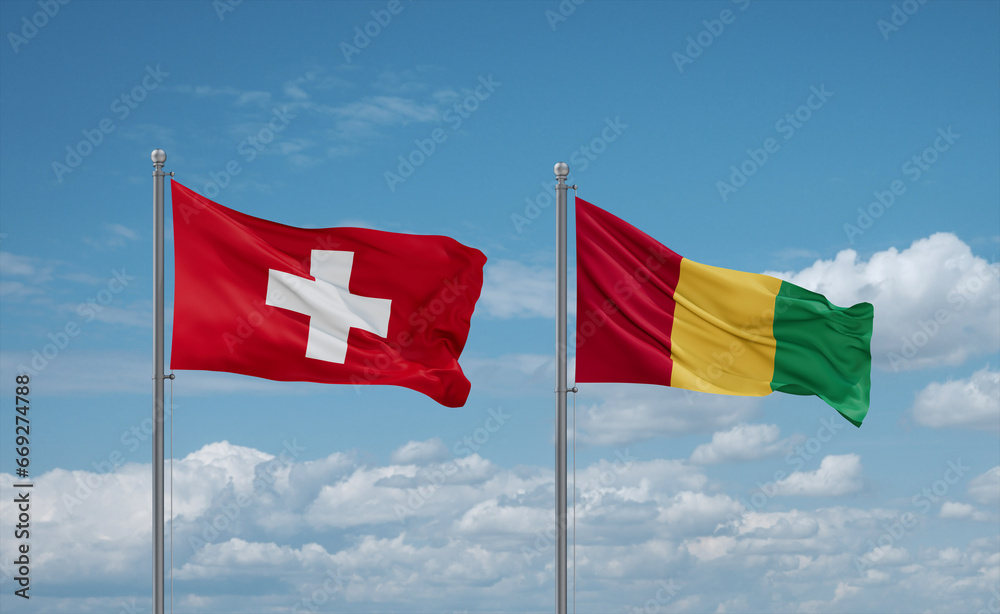 Guinea and Switzerland flags, country relationship concept