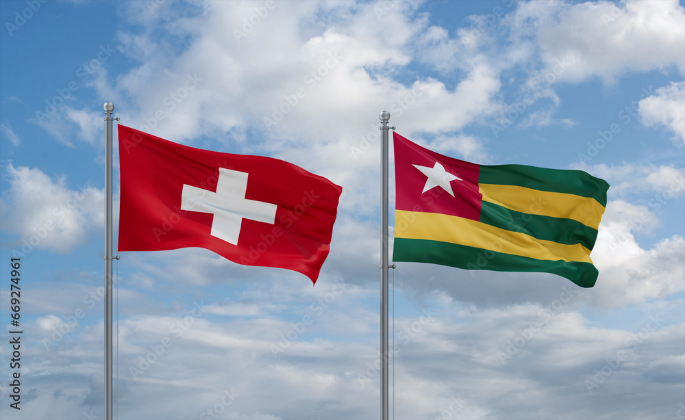 Togo and Switzerland flags, country relationship concept