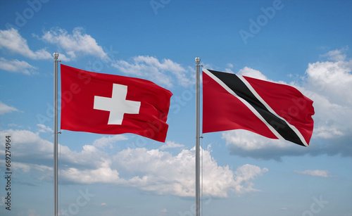 Trinidad and Tobago and Switzerland flags, country relationship concept