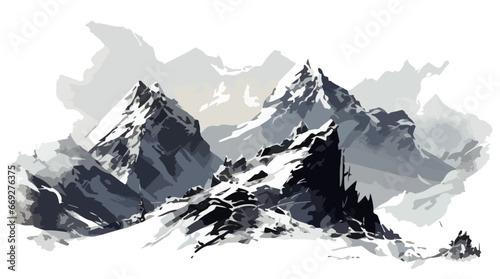 Berge Winter Schnee Vektor Landschaft Watercolor Mountains Bergsteigen Klettern photo