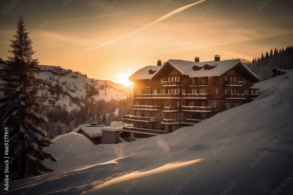 Alpine Elegance Unleashed: Embrace the Night at Our Luxurious Snowy Mountain Retreat!