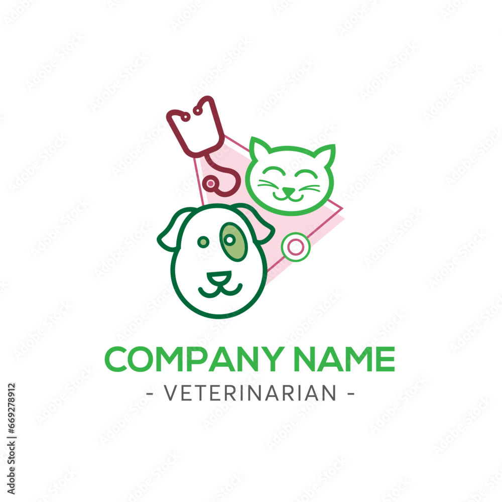 Veterinary logo, dog and cat logo, pet shop logo, veterinary care, vector