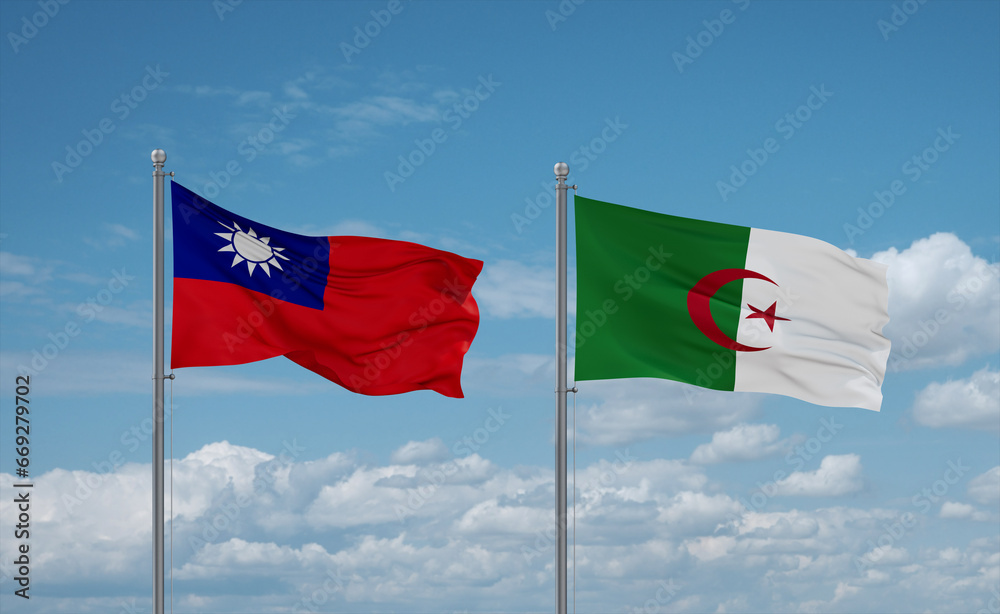 Taiwan and Algeria national flags, country relationship concept Taiwan and Algeria national flags, country relationship concept
