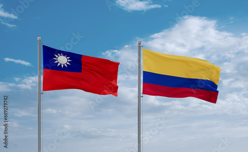 Colombia and Taiwan flags, country relationship concept Free Download Colombia and Taiwan flags, country relationship concept - GFXLoad