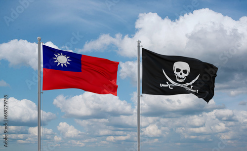 Принти на полотні Pirate and Taiwan flags, country relationship concept