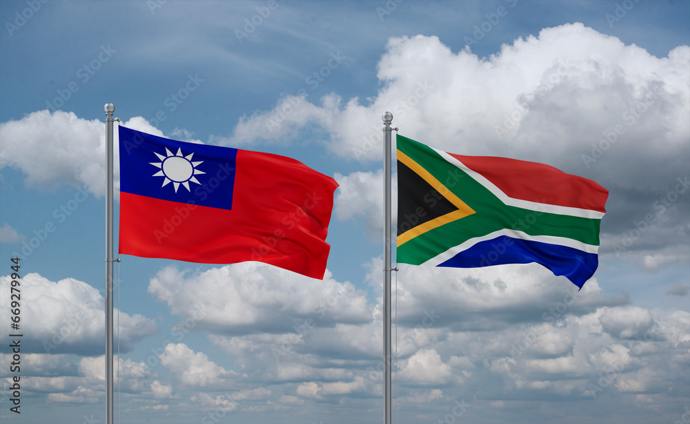 South Africa and Taiwan flags, country relationship concept South Africa and Taiwan flags, country relationship concept