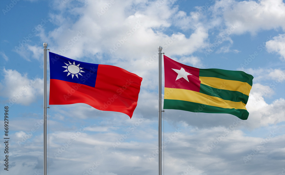 Togo and Taiwan flags, country relationship concept Togo and Taiwan flags, country relationship concept