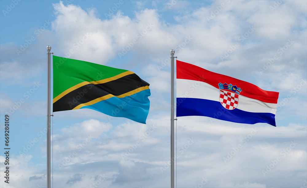 Croatia and Tanzania flags, country relationship concept Croatia and Tanzania flags, country relationship concept