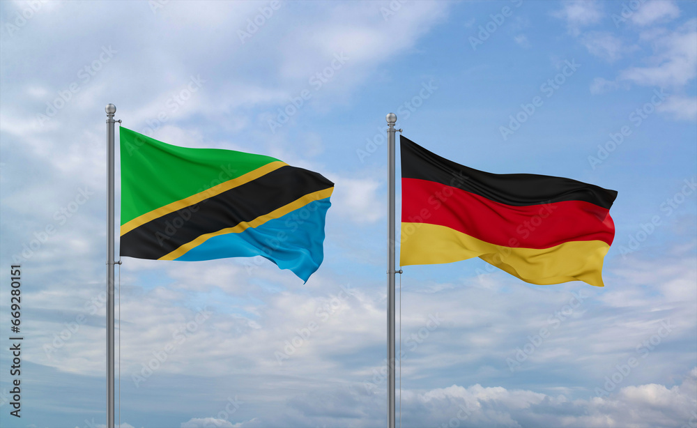 Germany and Tanzania flags, country relationship concept Germany and Tanzania flags, country relationship concept