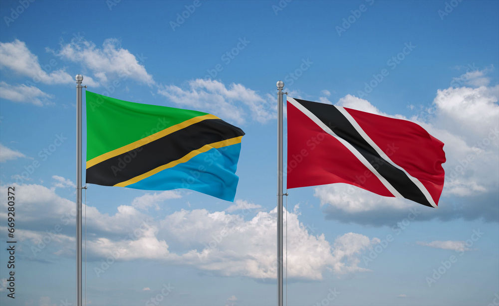 Trinidad and Tobago and Tanzania flags, country relationship concept Trinidad and Tobago and Tanzania flags, country relationship concept