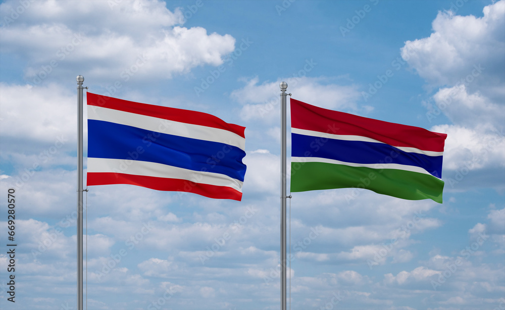Gambia and Thailand flags, country relationship concept Gambia and Thailand flags, country relationship concept