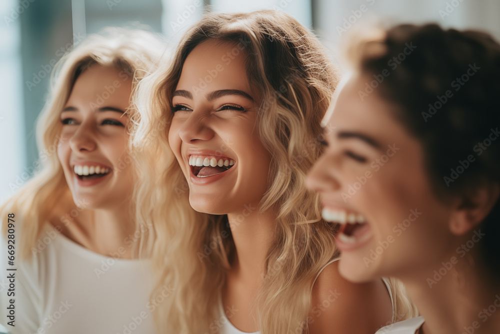 Portrait of three young beautiful women having fun - laughing Portrait of three young beautiful women having fun - laughing