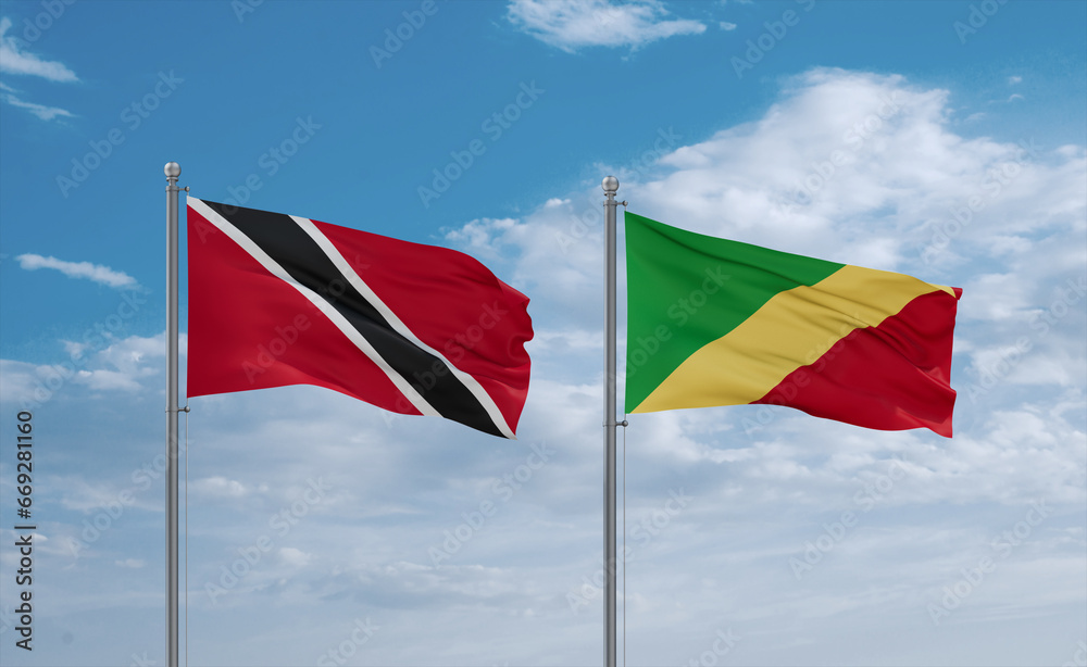 Congo and Trinidad, Tobago, flags, country relationship concept