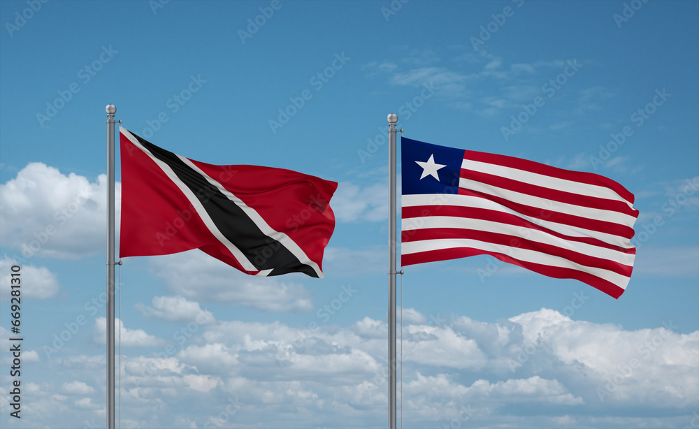Liberia and Trinidad, Tobago, flags, country relationship concept