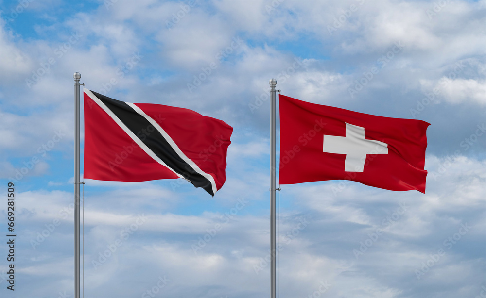 Switzerland and Trinidad, Tobago, flags, country relationship concept