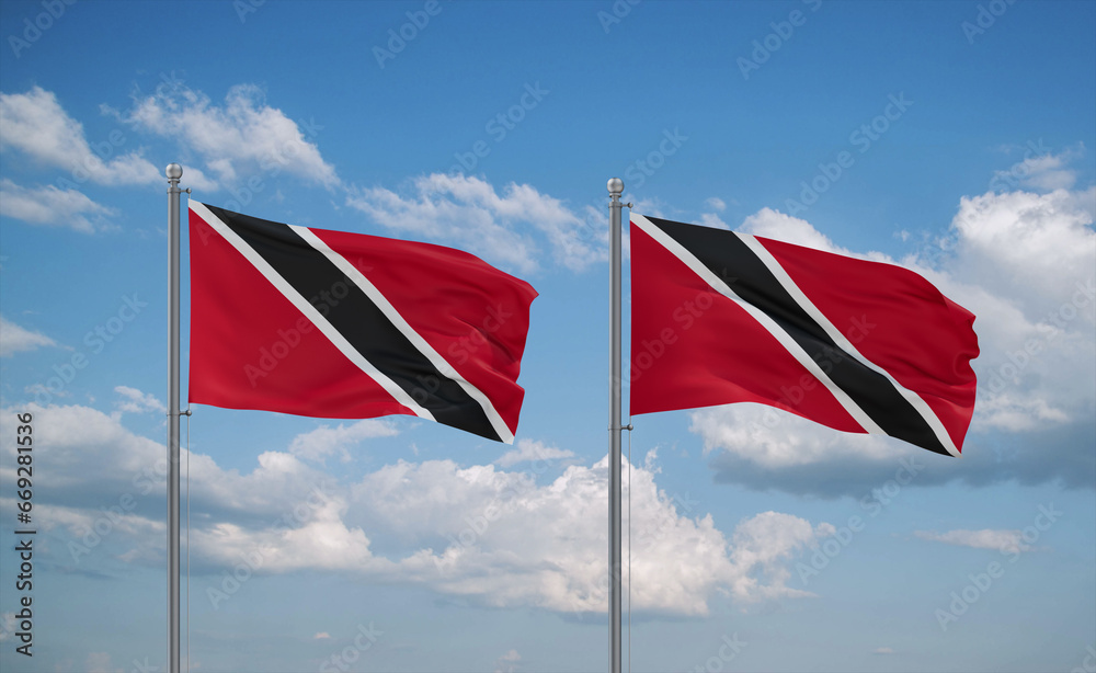 Two Trinidad and Tobago flags, country relationship concept Two Trinidad and Tobago flags, country relationship concept