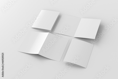 Half-folded flyer vertical A5 booklet mockup on white background photo