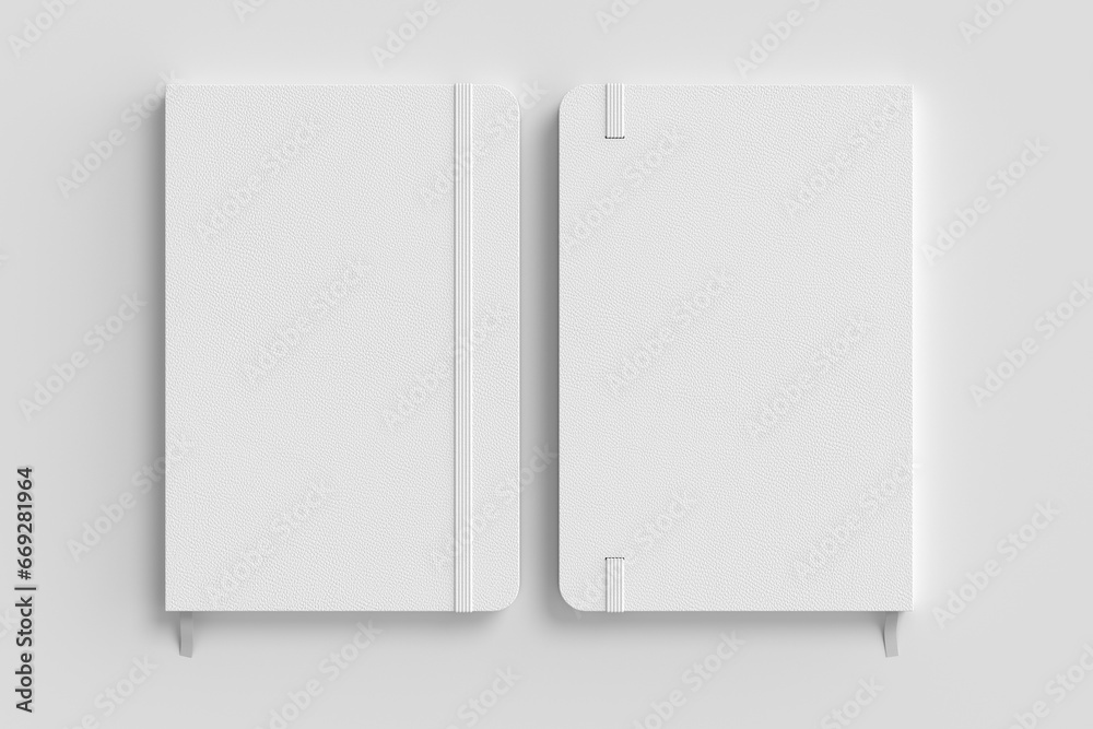 White cover notebook mockup on white background - obrazy, fototapety, plakaty 