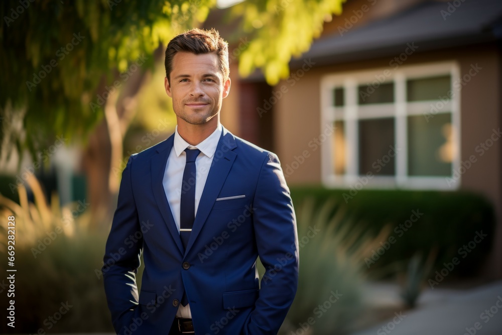 The man is a successful, sought-after realtor. Portrait with selective focus and copy space The man is a successful, sought-after realtor. Portrait with selective focus and copy space