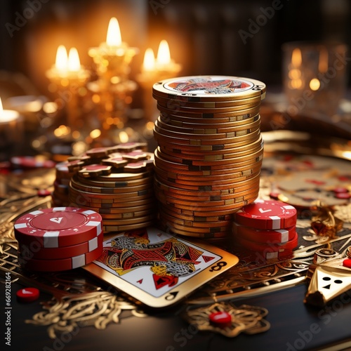 Casino cards poker blackjack baccarat chips illustration picture AI generated art