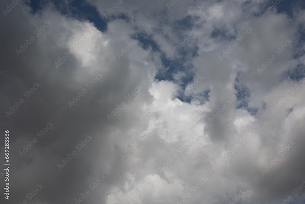 Blue sky. Beautiful Cumulus clouds flying across the sky, Beautiful natural clouds on the sky, deep blue sky