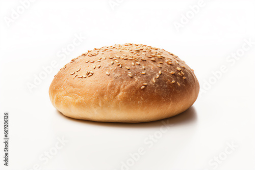 Bun with sesame seeds isolated on white background