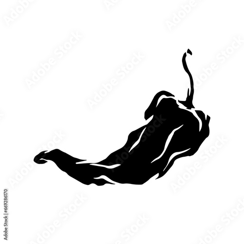 Silhouette of a hot chili pepper pod. Vector graphics.