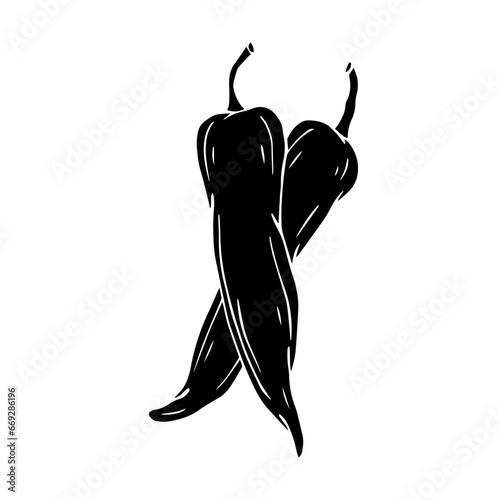 Silhouette of a hot chili pepper pod. Vector graphics.